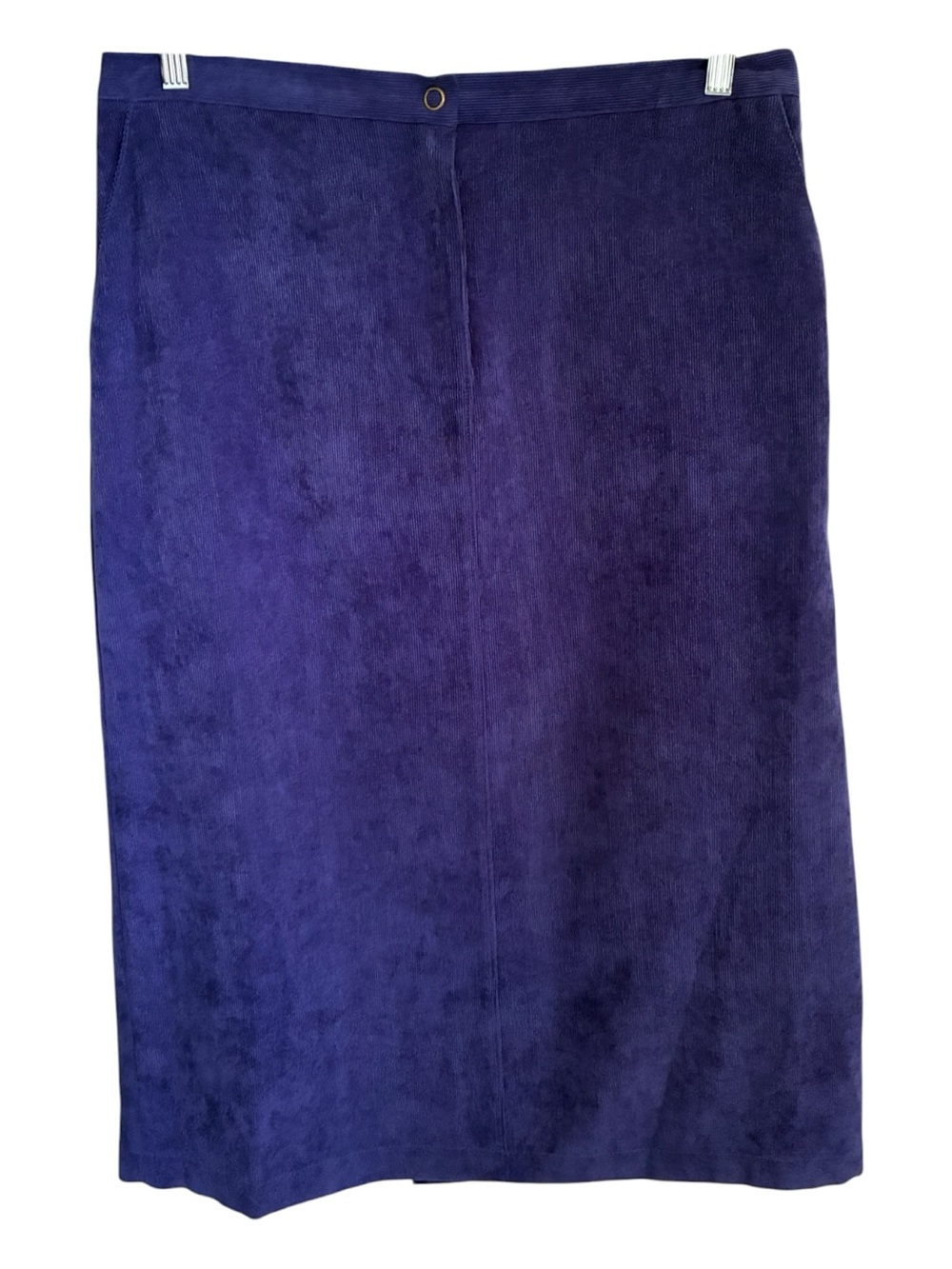 Vintage Dark Academia Artsy Teacher Royal Purple Blue Corduroy Midi Skirt Sz 16P